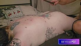 curvy babe's tight pussy drips from hot wax tit massage fetish