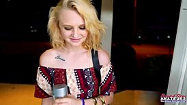 i watch petite blonde bonnie wolf tease her dildo then deepthroat my throbbing cock