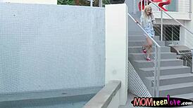 skylar green and angel allwood share teen milf blowjob in hot threesome