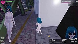 manaka's downtown flashing mission turns into wild futanari hentai exposure game