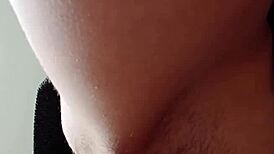 Skinny brunette masturbates hairy beaver solo until intense orgasm hits