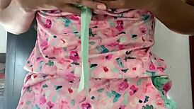 Innocent Pajama Girl Flashes Natural Tits on Hidden Spy Cam