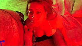 latina milf... suck these balls? spit on this dick for huge facial handjob under red light