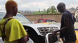 mechanic's long cock bareback anal makes her squirt deep in garage car fix