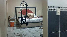 Mexican big ass hooker shows up sucking cock then taking it deep