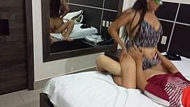 Hot stepdaughter rides my cock moaning sensually in hotel!