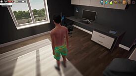 Bookworm teacher milf jerks huge cock in shower gameplay