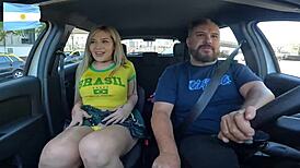 stunning argentinian transexual babyjazmin spreads ass in public car ride