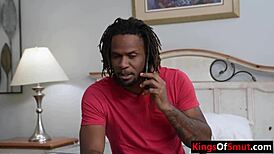 black dude rams his bbc deep in friend's blonde stepgranny's tight asshole