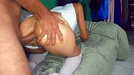 boyfriend fills girlfriend's tight asshole with dripping cum after rough rip