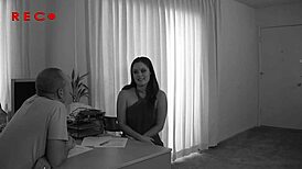 brunette pornstar with natural tits responds to monster cock job ad