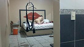 Mexican big ass hooker shows up sucking cock then taking it deep