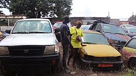 mechanic's long cock bareback anal makes her squirt deep in garage car fix