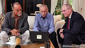 Old Men Gangbang Teen Blonde with Hardcore Cumshots