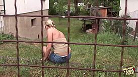 busty blonde captured for deepthroat anal by masked men gangbang