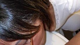 my best friend's mom catches me jerking with her panties and sucks till i cum in her mouth