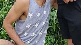 Endowed Farmer's Outdoor Feeding Frenzy Gets Filmed by Buddy