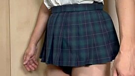 Japanese swim club girl in swimsuit gets anal trained with buttplug and spanking