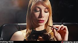 sharon white spits on thick cock while smoking pov horny blonde!