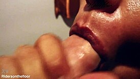 Beautiful Wet Lips Tease Suck Huge Cock Close-Up