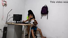 slutty neighbor begs for my huge cock then rides it submissive and hard