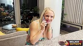 Blonde Milf Hotwife CJ Teased Wildly Over Kitchen Table