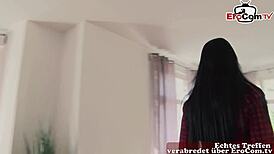 Lonely German wife seduces the gardener in her yard