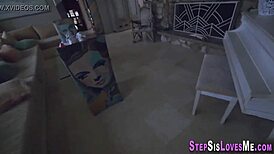 POV teen stepsis fingers shaved pussy before hardcore amateur big cock group bang