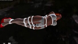 redhead bound in stockings squirms from nightmare vibrator orgasm game