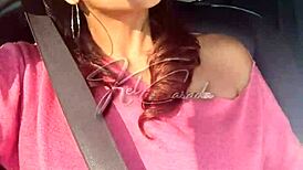 i'm the slutty latina wife flashing truckers on our sp car ride with hubby watching