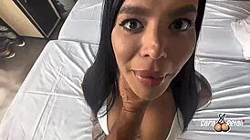 naughty brunette slut rides stepdad's huge cock begging for rough bareback creampie orgasm