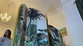 i try on sexy lingerie and miniskirts with this cute brunette backstage babe