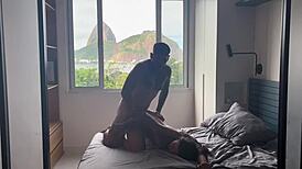 Damn that latina tourist from rio gets her hairy pussy creampied hard in lingerie riding my cock doggystyle