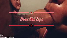 Beautiful Wet Lips Tease Suck Huge Cock Close-Up
