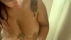 rabuda flashes curvy ass body in steamy bath exhibitionist tease