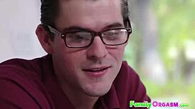 Nerd Stepsister Rides Stepsis Trimmed Pussy To Orgasm