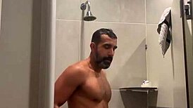 Gym shower steam rises as red thong clings to wet curves... prusquinttus tempts