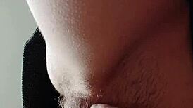 Skinny brunette masturbates hairy beaver solo until intense orgasm hits