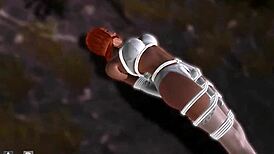 redhead bound in stockings squirms from nightmare vibrator orgasm game