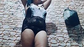 What if my feet and pussy rubbed this dildo in lingerie?