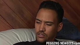 Dominant girl pegs submissive guy's ass deep with huge strap-on dildo