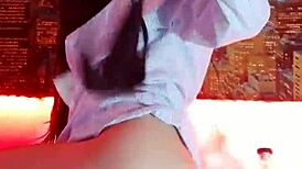 Colombian brunette solo masturbates dildo outdoor flashing natural tits live.