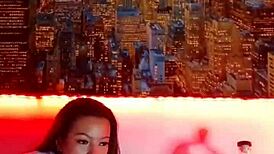 Colombian brunette solo masturbates dildo outdoor flashing natural tits live.