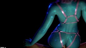 Sexy blue demon hentai anime girl grinds lap dance cowgirl riding monster cock 3d