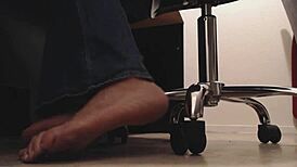 Sneaky Voyeur Peeks at Tall Mistress's Dirty Soles, Crunching Toes in Heels