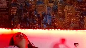 Colombian brunette solo masturbates dildo outdoor flashing natural tits live.