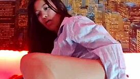 Colombian brunette solo masturbates dildo outdoor flashing natural tits live.