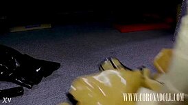 triple latex layers quadruple gloves gasmask bondage