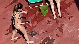 Voyeur spies on Argentinian neighbors sunbathing in bikinis part 4