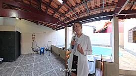 reporter caught breaking in gets clothes ripped off and strips naked outdoors!!